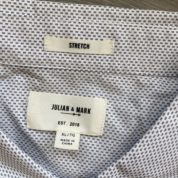 JULIAN & MARK‎ WHITE/CHARCOAL LONG SLEEVE BUTTON UP SHIRT XL NWT - Picture 3 of 4